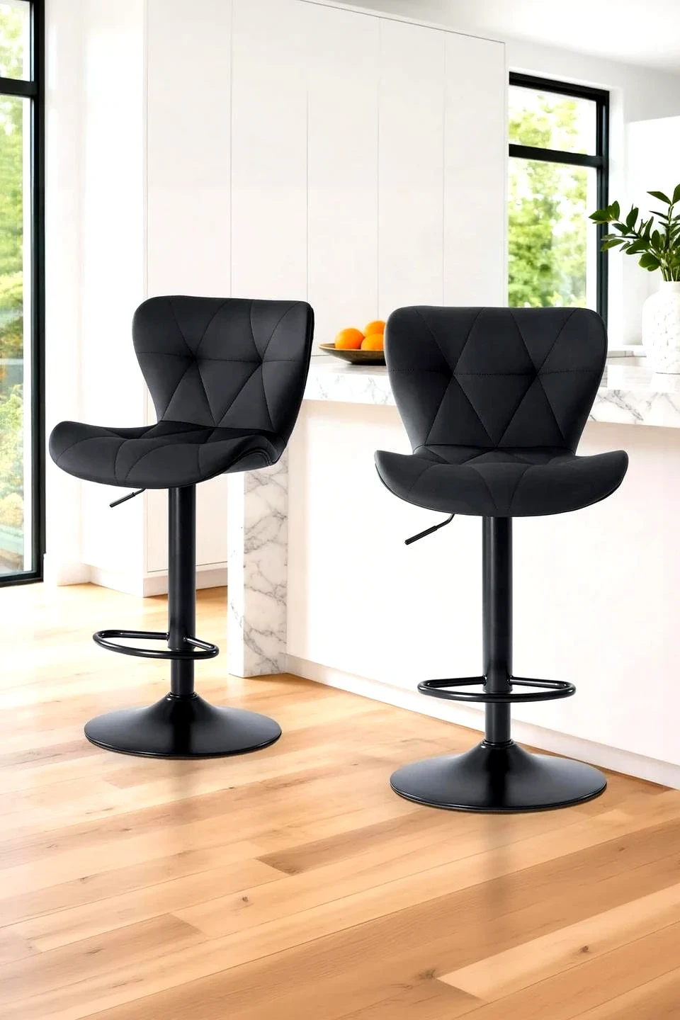 How to Style Diamond-Quilted Bar Stools in a Modern Kitchen