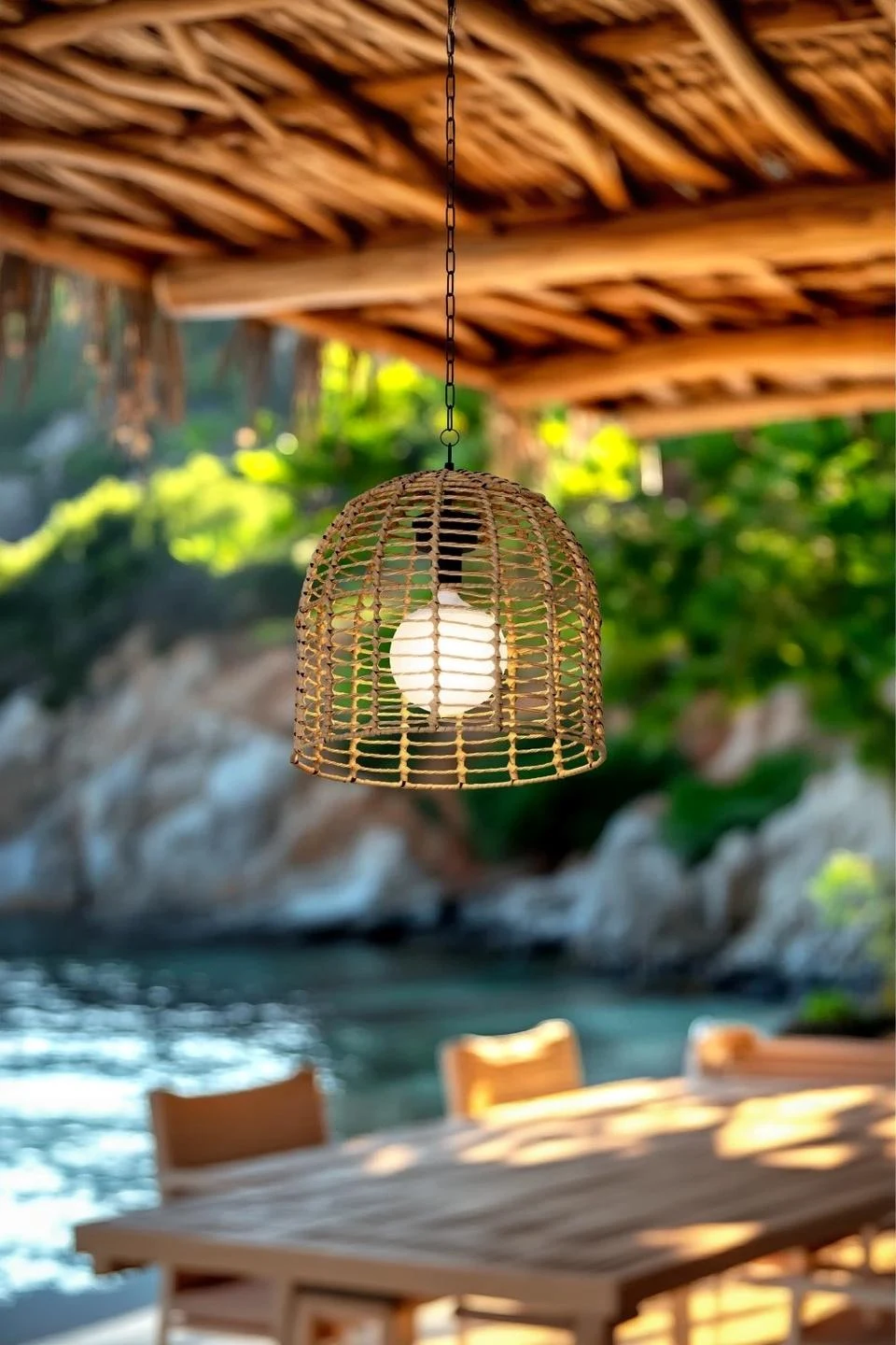 Elegant Wicker Outdoor Chandelier with Remote - Transform Your Patio into Paradise — Outdoor Solar Lighting