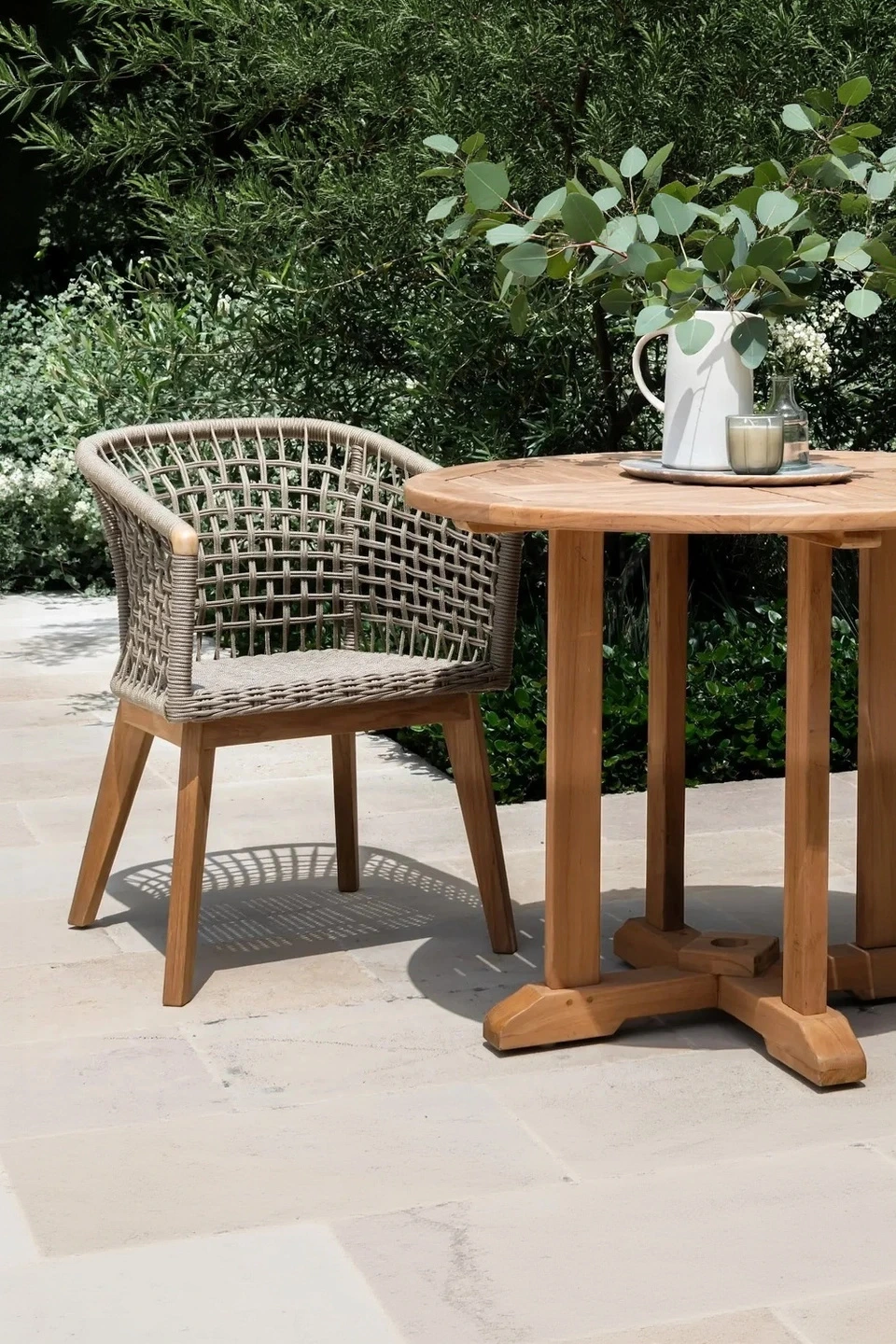 Ravoli Teak and Rope Outdoor Dining Arm Chair (Taupe)