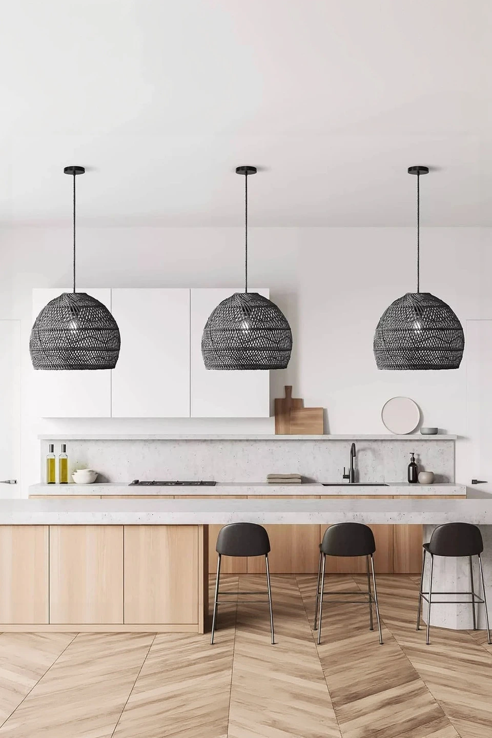 Santana Black Rattan Pendant Light