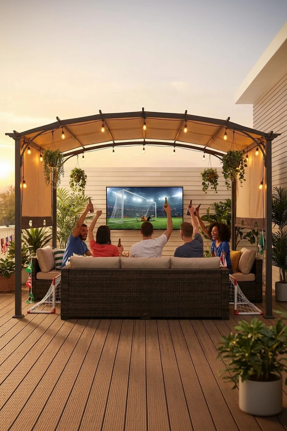 SUNJOY 9x11 Metal Arched Pergola Kits with Adjustable Canopy Roof — Pergolas