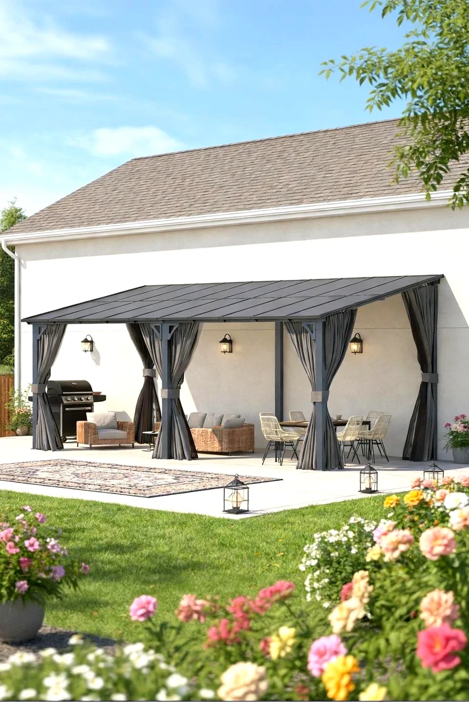 Transform Your Backyard: 20x8 Outdoor Gazebo Pergola with Curtains & Netting — Outdoor Umbrellas & Sunshades