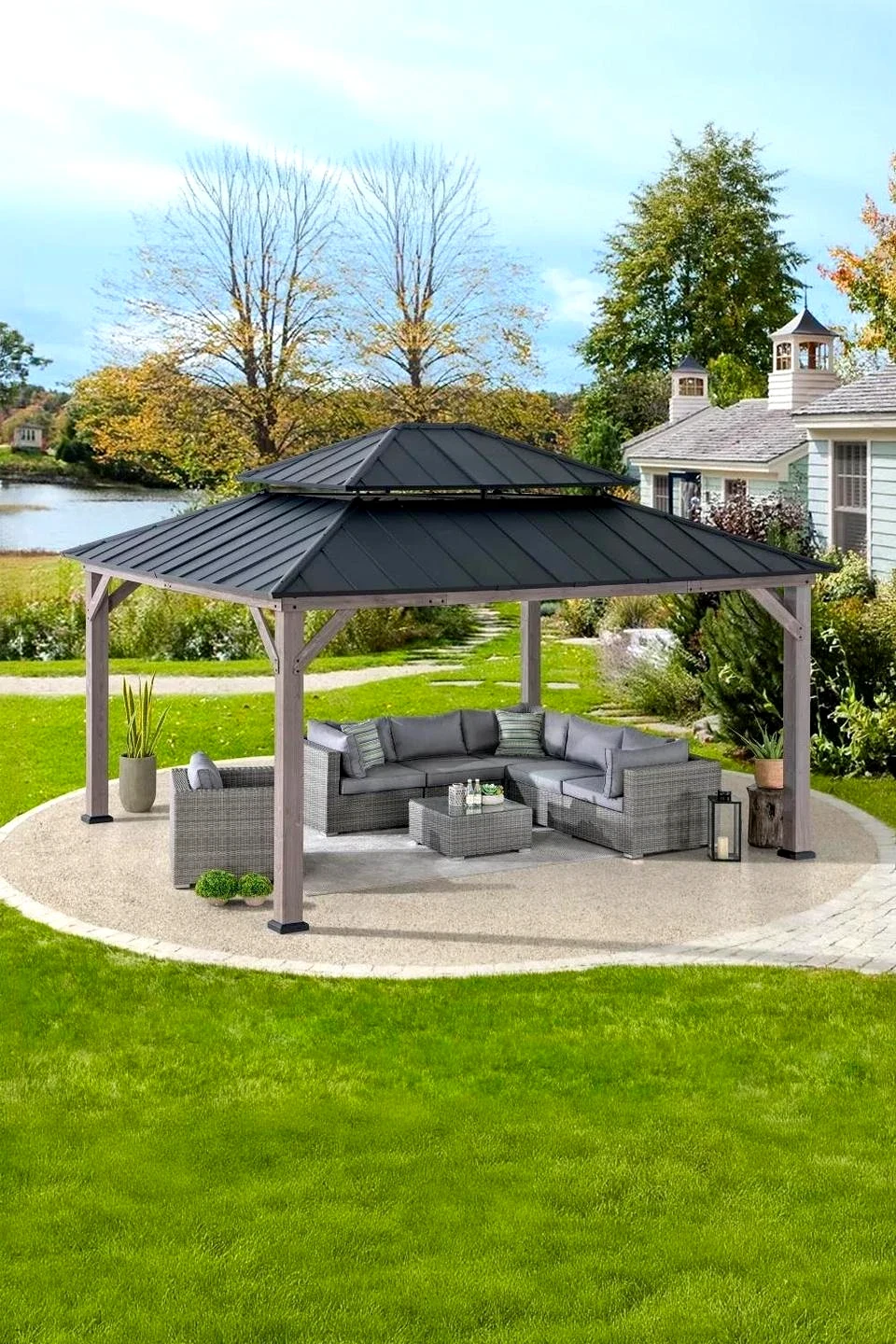 Transform Your Backyard with a Stunning 13x15 Cedar Gazebo - Elegant Outdoor Living Space — Outdoor Umbrellas & Sunshades