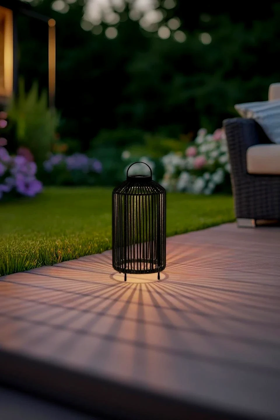 Transform Your Evenings: 25-in Black Solar Lantern - Elegant Outdoor Ambiance — Outdoor Solar Lighting