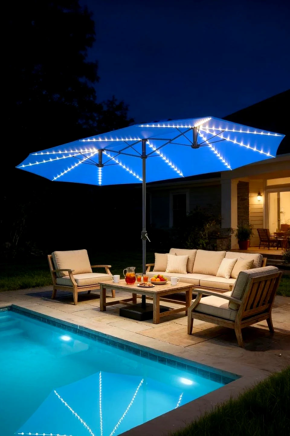 Transform Your Outdoor Space: 15ft Double-Sided Patio Umbrella - Luxurious Blue Shade — Outdoor Umbrellas & Sunshades