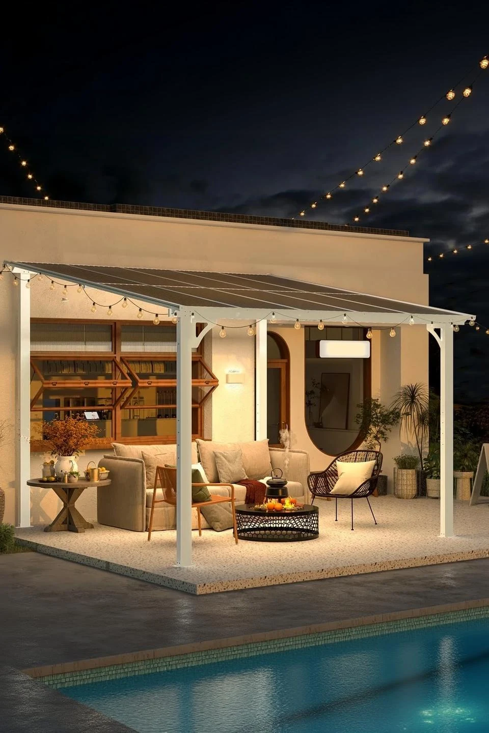 YODOLLA 10'x10' Pergola Gazebo Awning, White — Outdoor Umbrellas & Sunshades