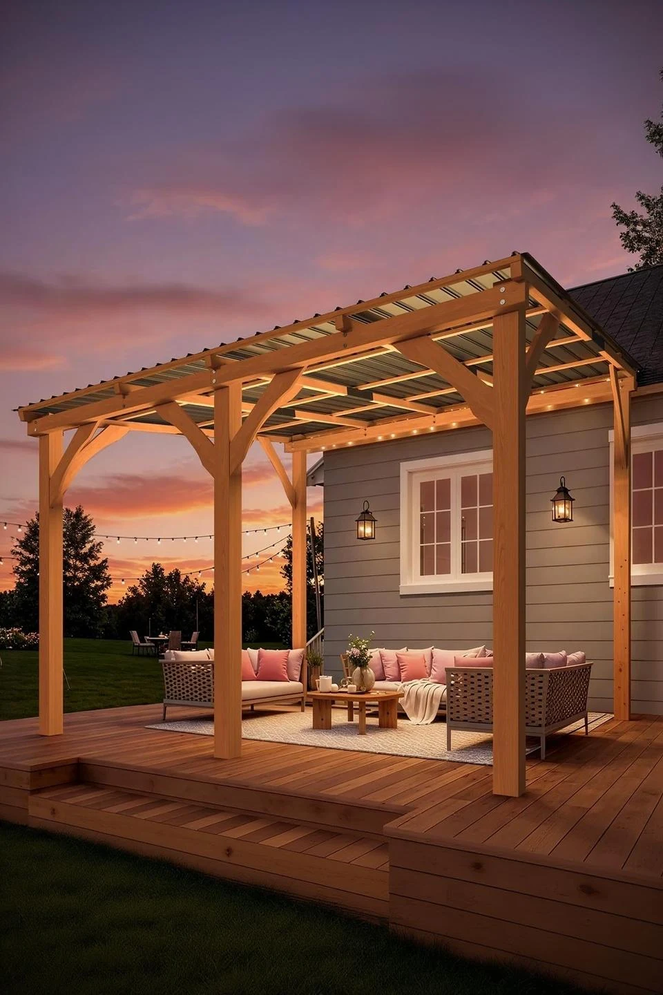 YODOLLA 10'x10' Outdoor Wood Cedar Gazebo Lean-to Pergola — Outdoor Umbrellas & Sunshades
