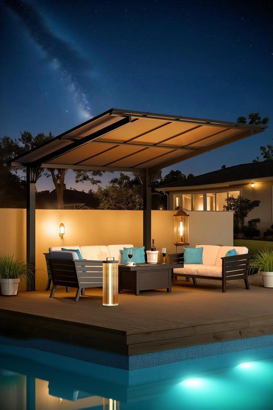YODOLLA 10'x8' Freestanding Lean-to Hardtop Grill Gazebo — Outdoor Umbrellas & Sunshades
