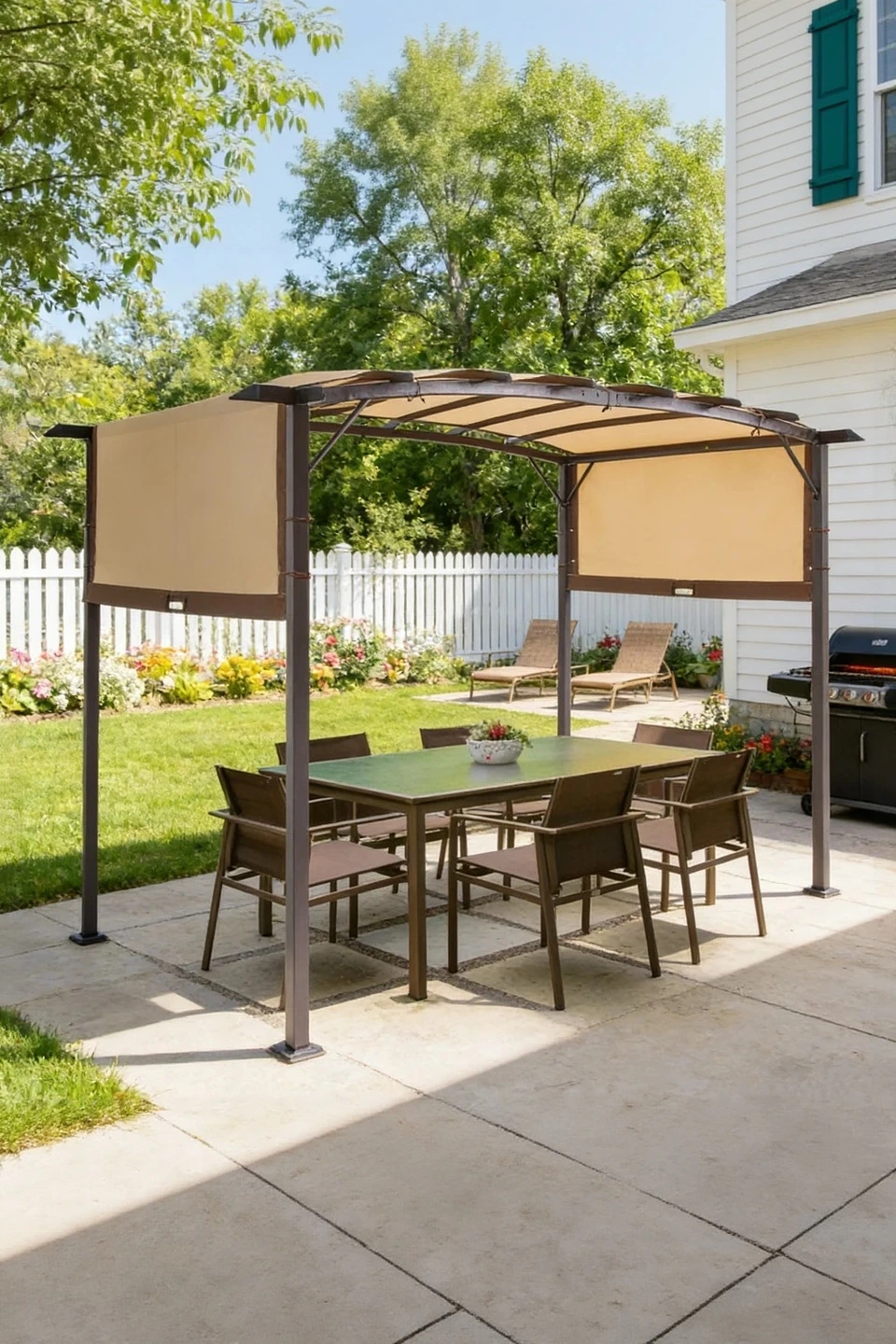 YODOLLA Metal 9' x 12' Outdoor Pergola and Gazebos, Beige — Garden Arches, Trellises, Arbo