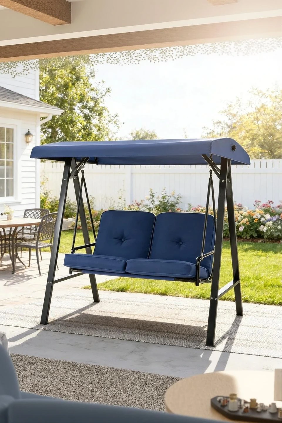 YODOLLA Patio Swing Chair 2-Seat for Adult, Blue — Outdoor Living