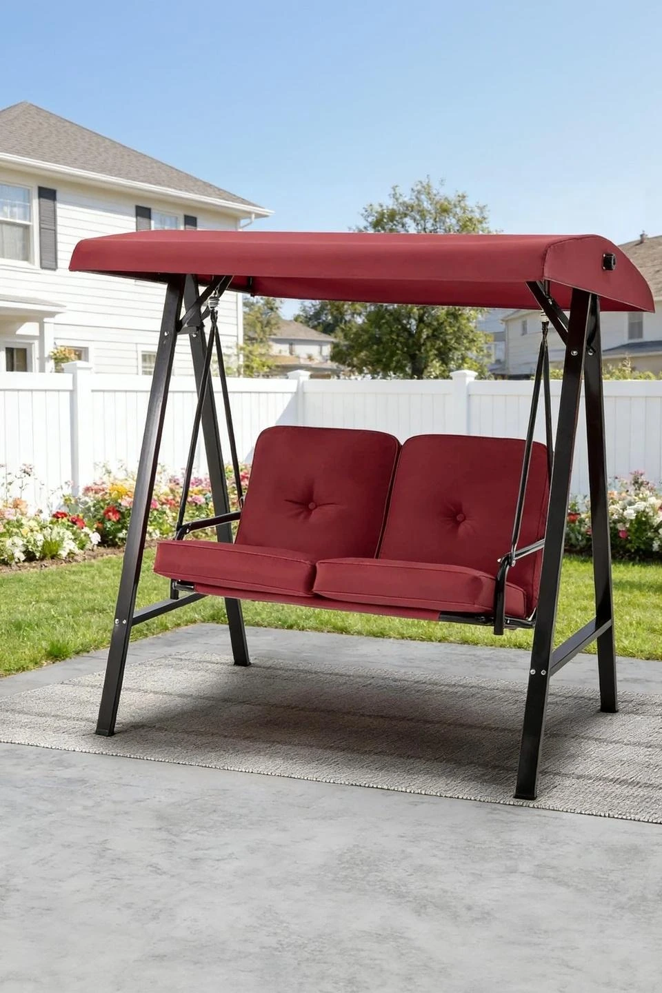 YODOLLA Patio Swing Chair 2-Seat for Adult, Red — Outdoor Living