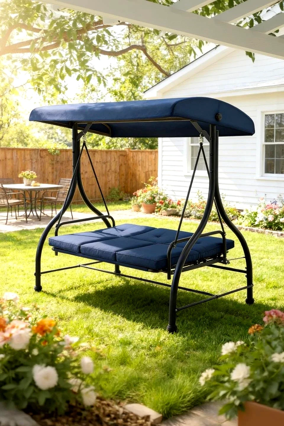 YODOLLA Patio Swing Set with Removable Backrest & Canopy - Transform Your Outdoor Space — Outdoor Living