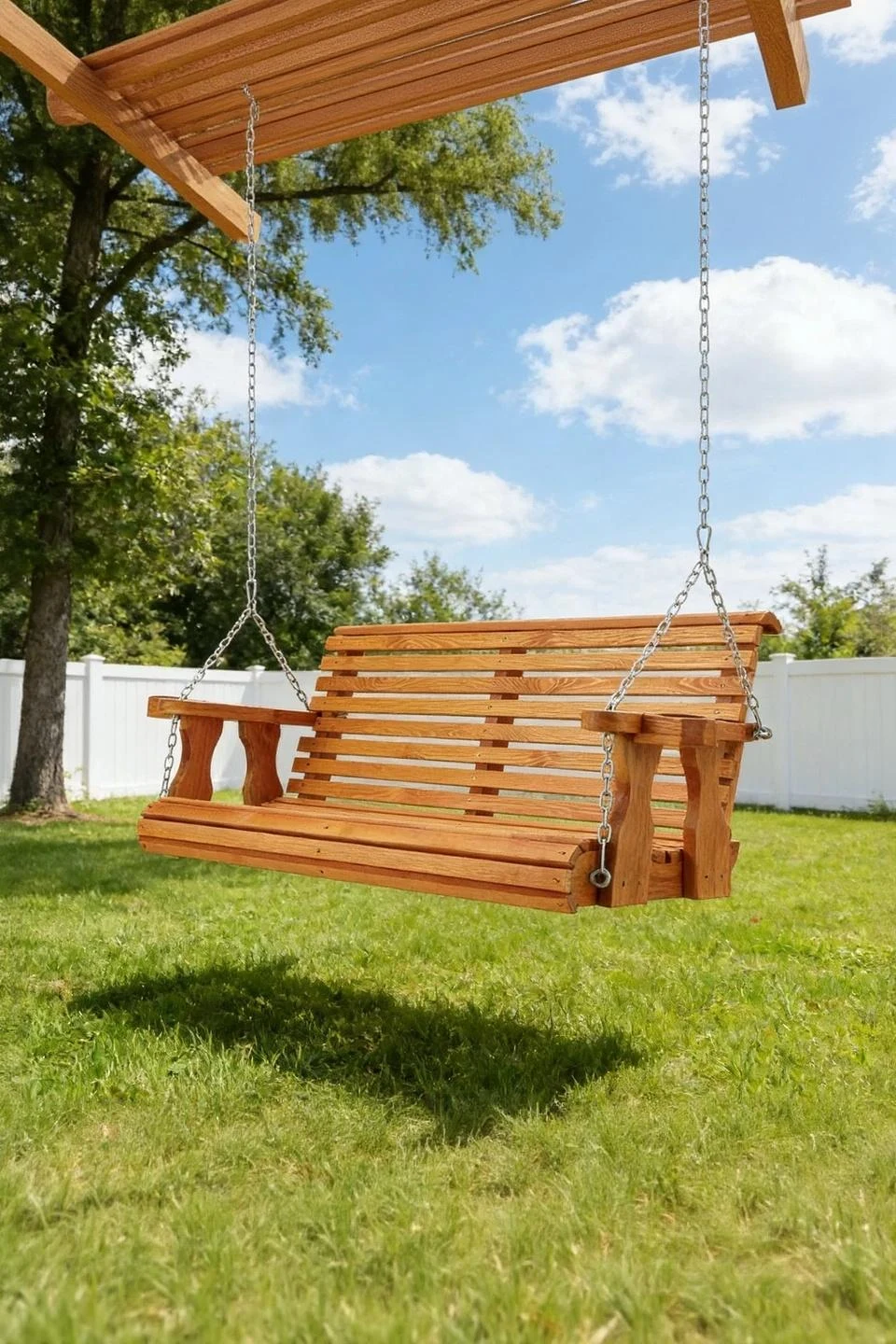 YODOLLA Premium Wooden Porch Swing for 2-3 - Natural Outdoor Seating | $176.99 — Outdoor Living