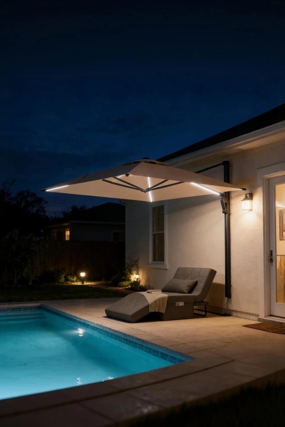 YODOLLA 10ft Solar LED Cantilever Patio Umbrella, Rectangle — Outdoor Umbrellas & Sunshades