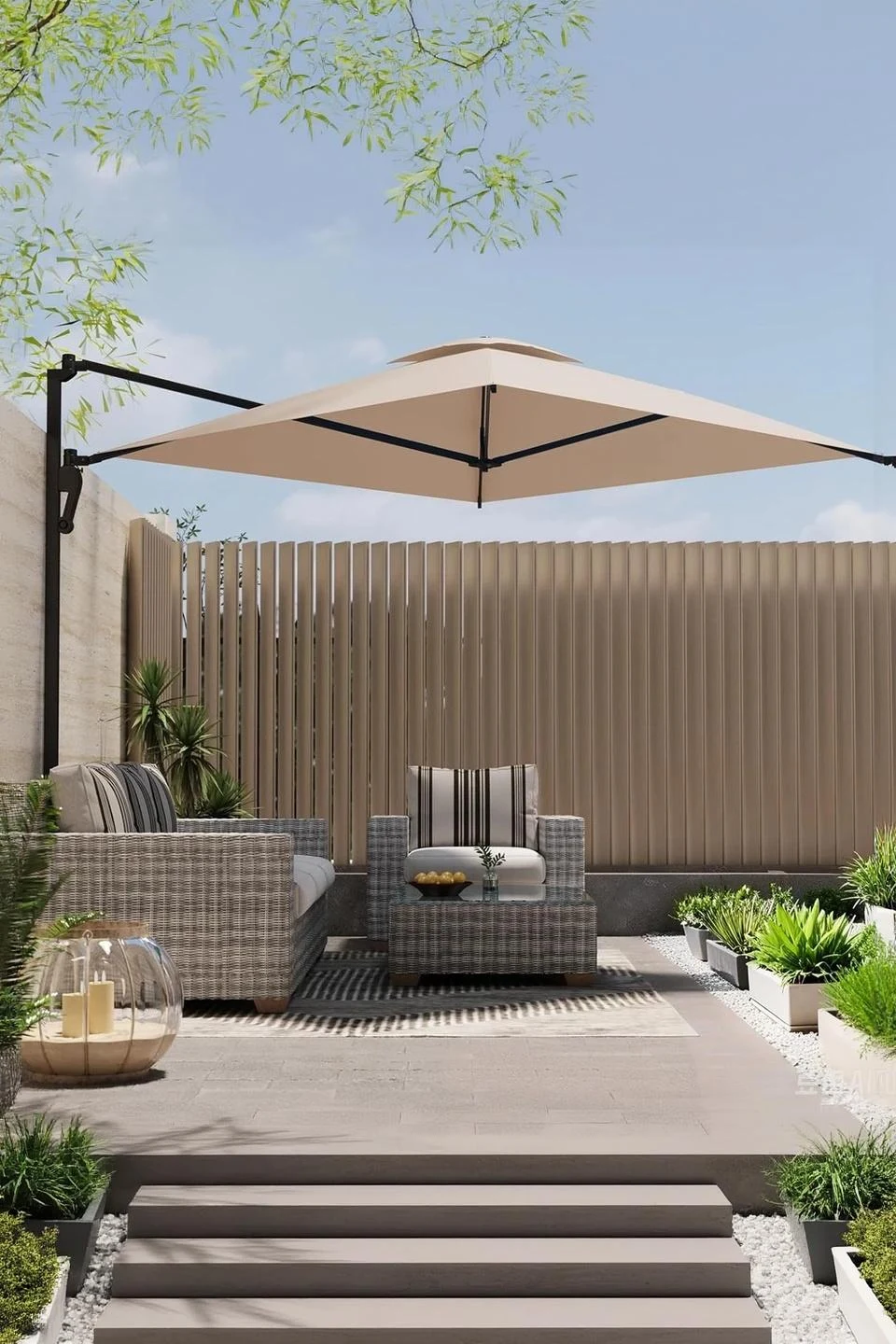 YODOLLA 10ft Wall Mounted Patio Umbrella, Rectangle — Outdoor Umbrellas & Sunshades