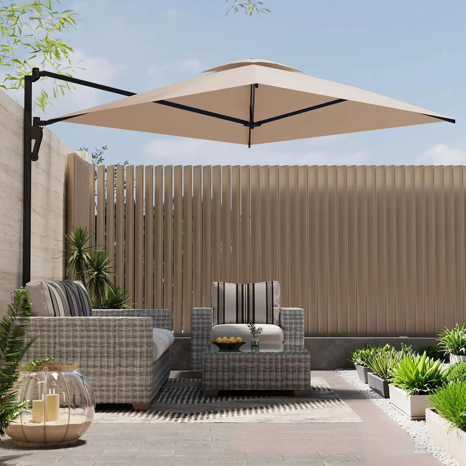 10ft Blue Rectangle Patio Umbrella | Luxe Outdoor Shade for Poolside & Deck Entertaining — view 3
