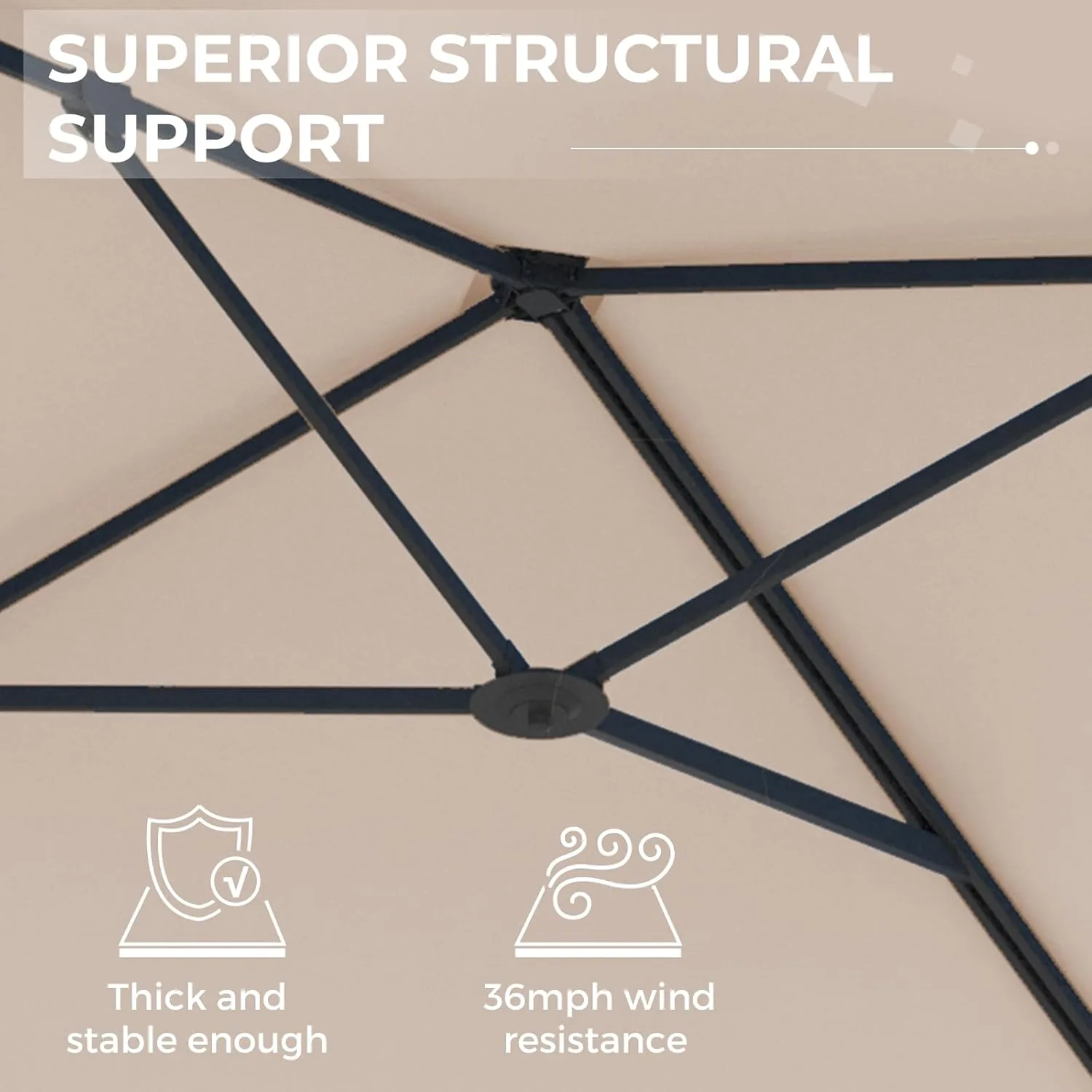 10ft Blue Rectangle Patio Umbrella | Luxe Outdoor Shade for Poolside & Deck Entertaining — view 7
