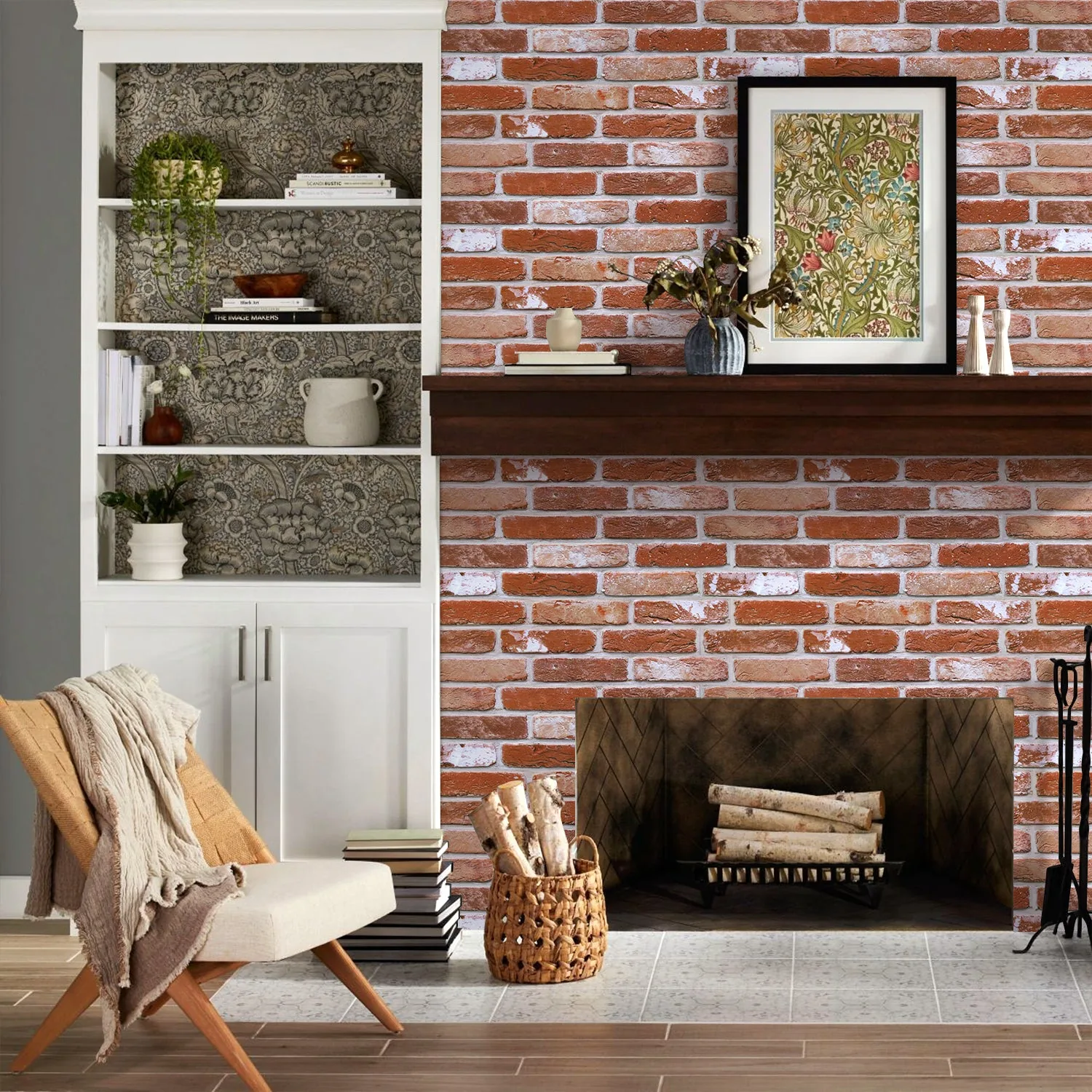 3D Burnt Orange Brick Wall Panels Peel and Stick -Large Size — view 5