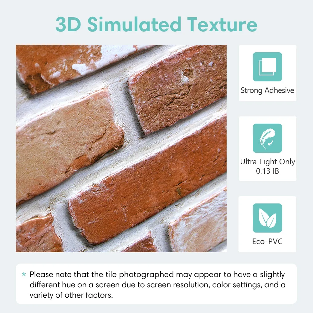 3D Burnt Orange Brick Wall Panels Peel and Stick -Large Size — view 6