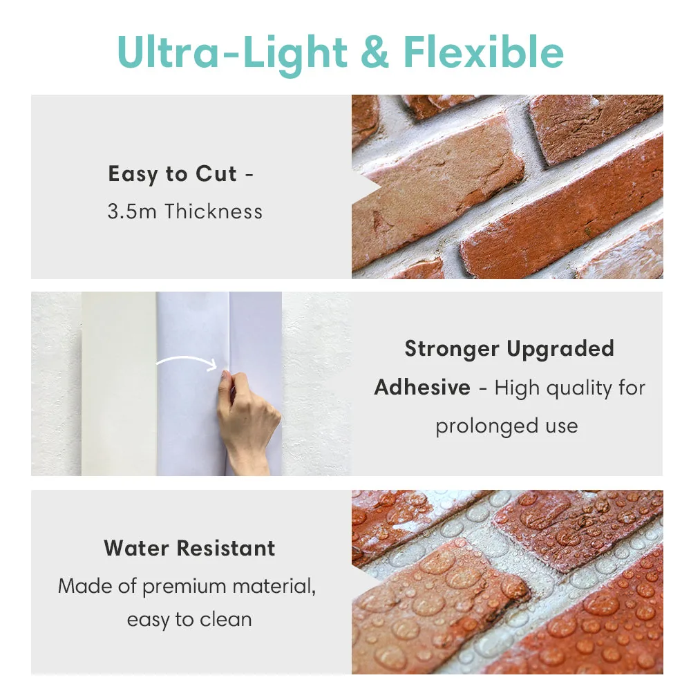 3D Burnt Orange Brick Wall Panels Peel and Stick -Large Size — view 7