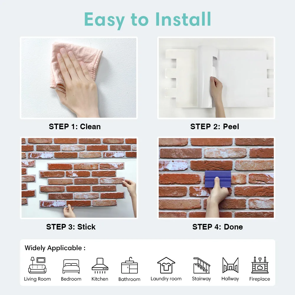 3D Burnt Orange Brick Wall Panels Peel and Stick -Large Size — view 8