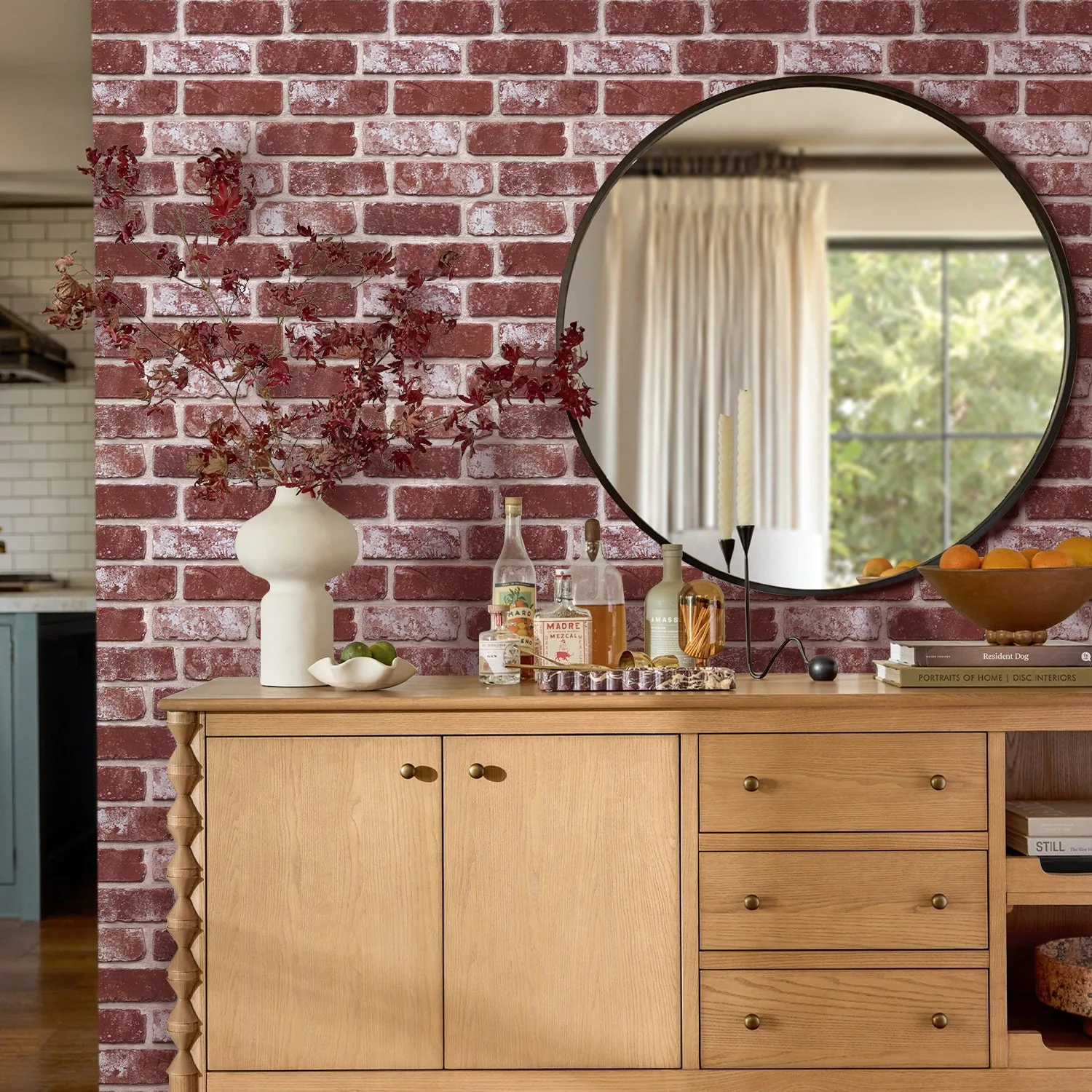 3D Rose Whitewash Brick Peel and Stick Wall Tile — view 2