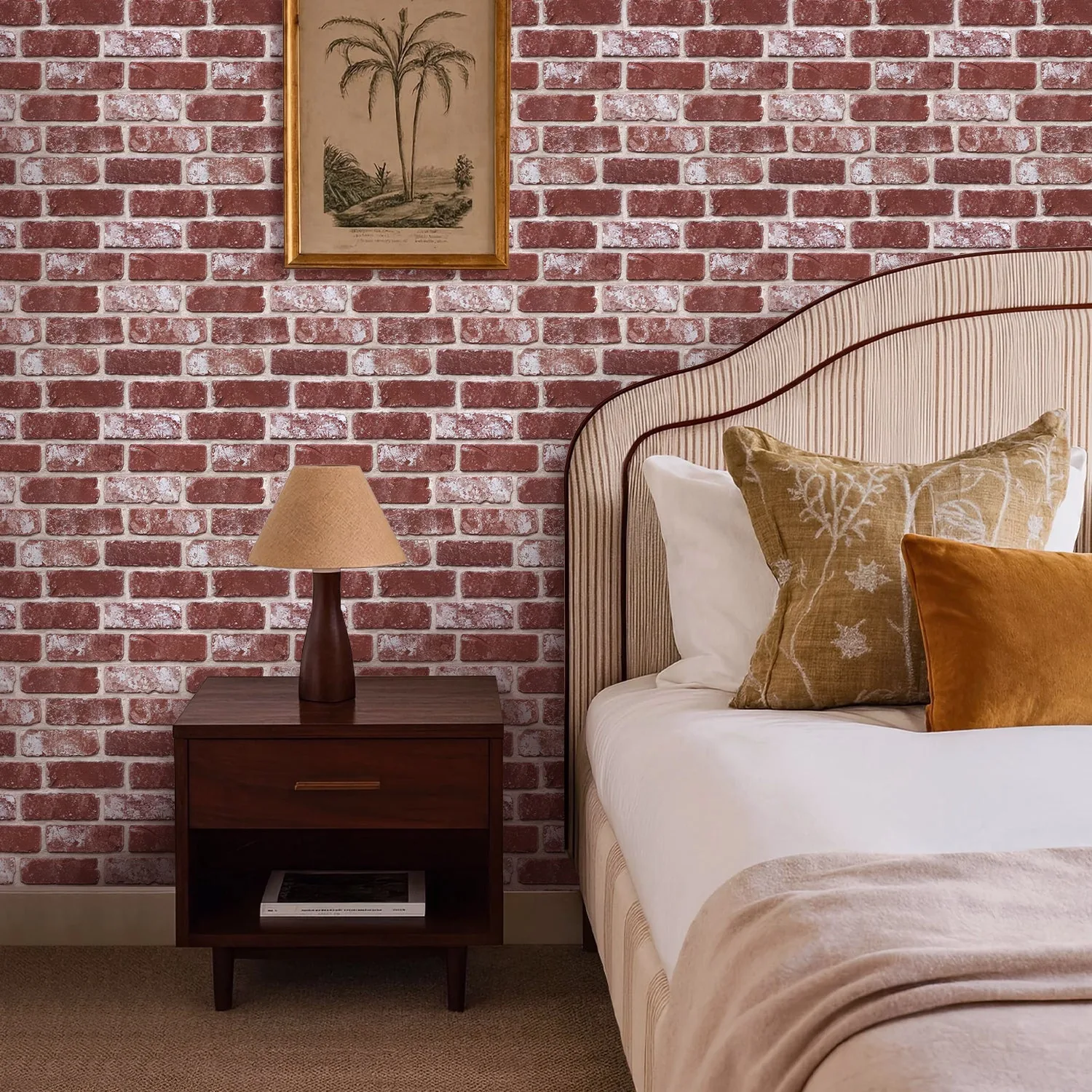 3D Rose Whitewash Brick Peel and Stick Wall Tile — view 3