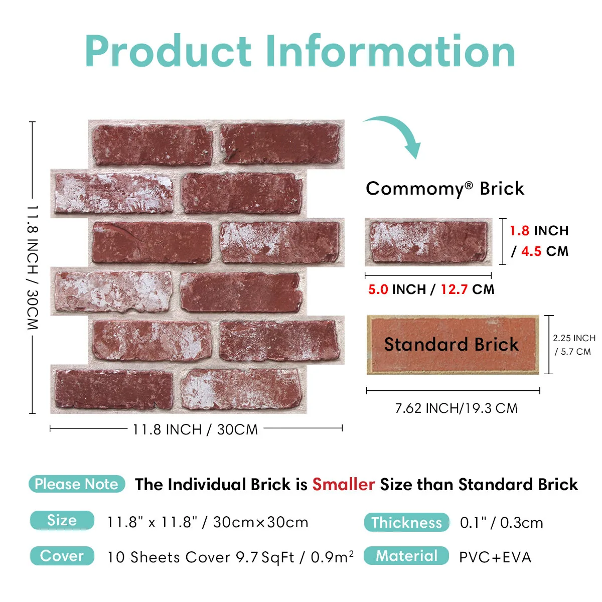 3D Rose Whitewash Brick Peel and Stick Wall Tile — view 4