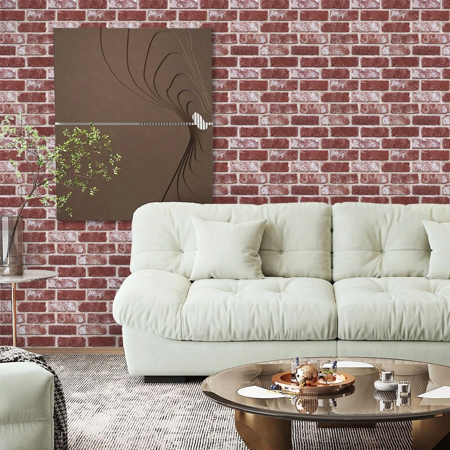 3D Rose Whitewash Brick Peel and Stick Wall Tile — view 6