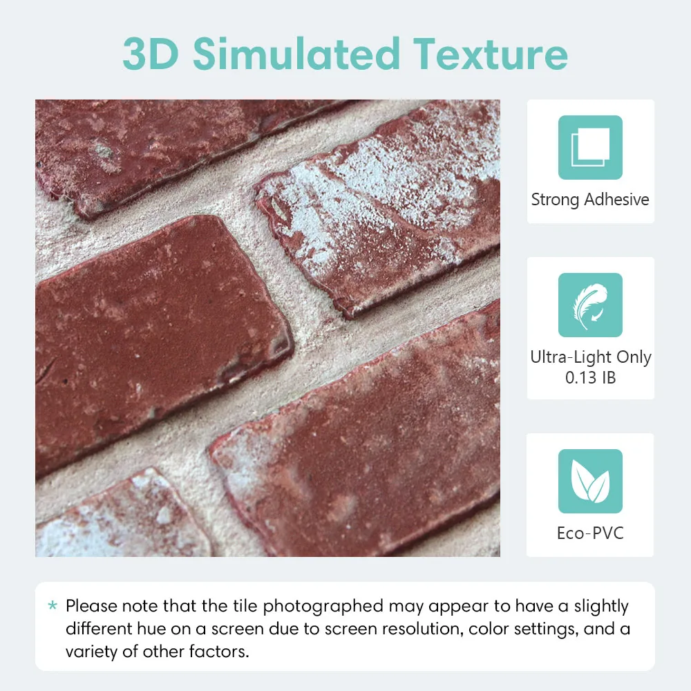 3D Rose Whitewash Brick Peel and Stick Wall Tile — view 7
