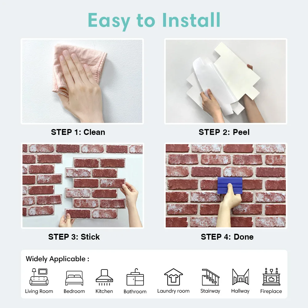 3D Rose Whitewash Brick Peel and Stick Wall Tile — view 9