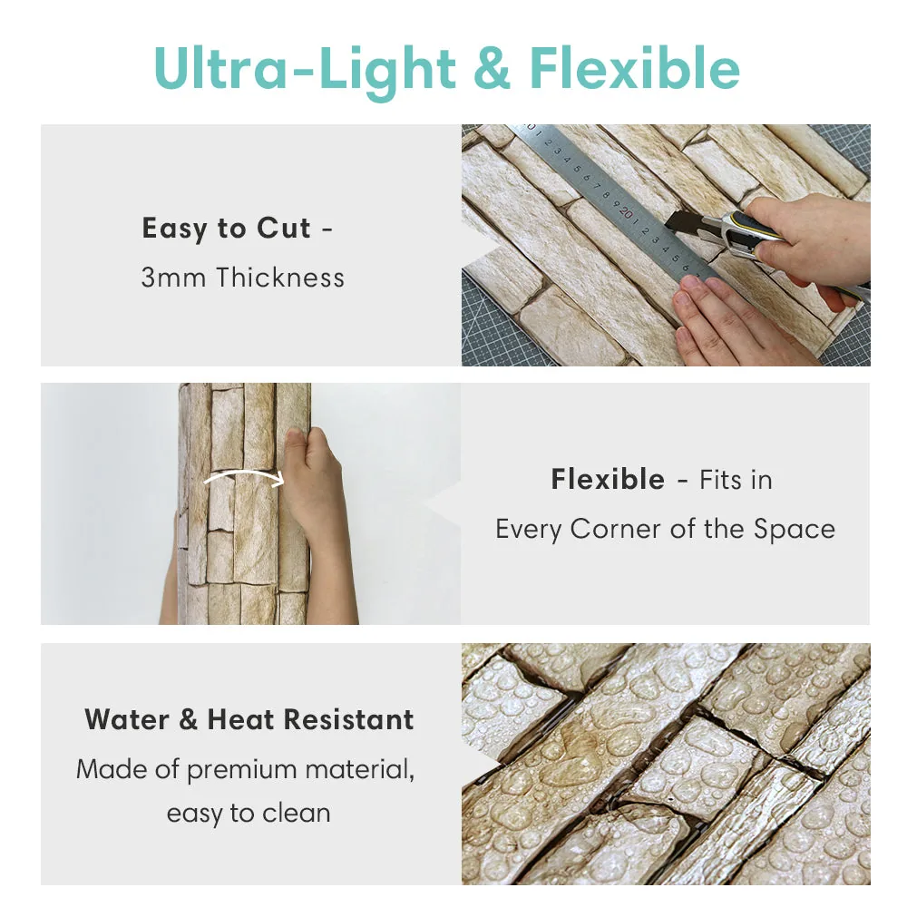 3D Stacked Stone Peel and Stick Wall Tile — view 6