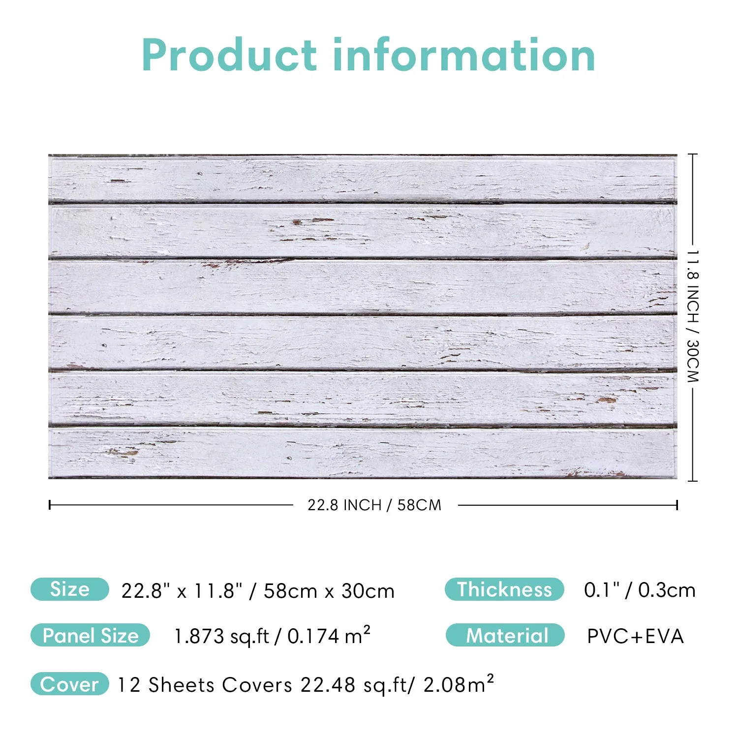 3D White Wood Grain Wall Panels Peel and Stick -Large Size — view 4