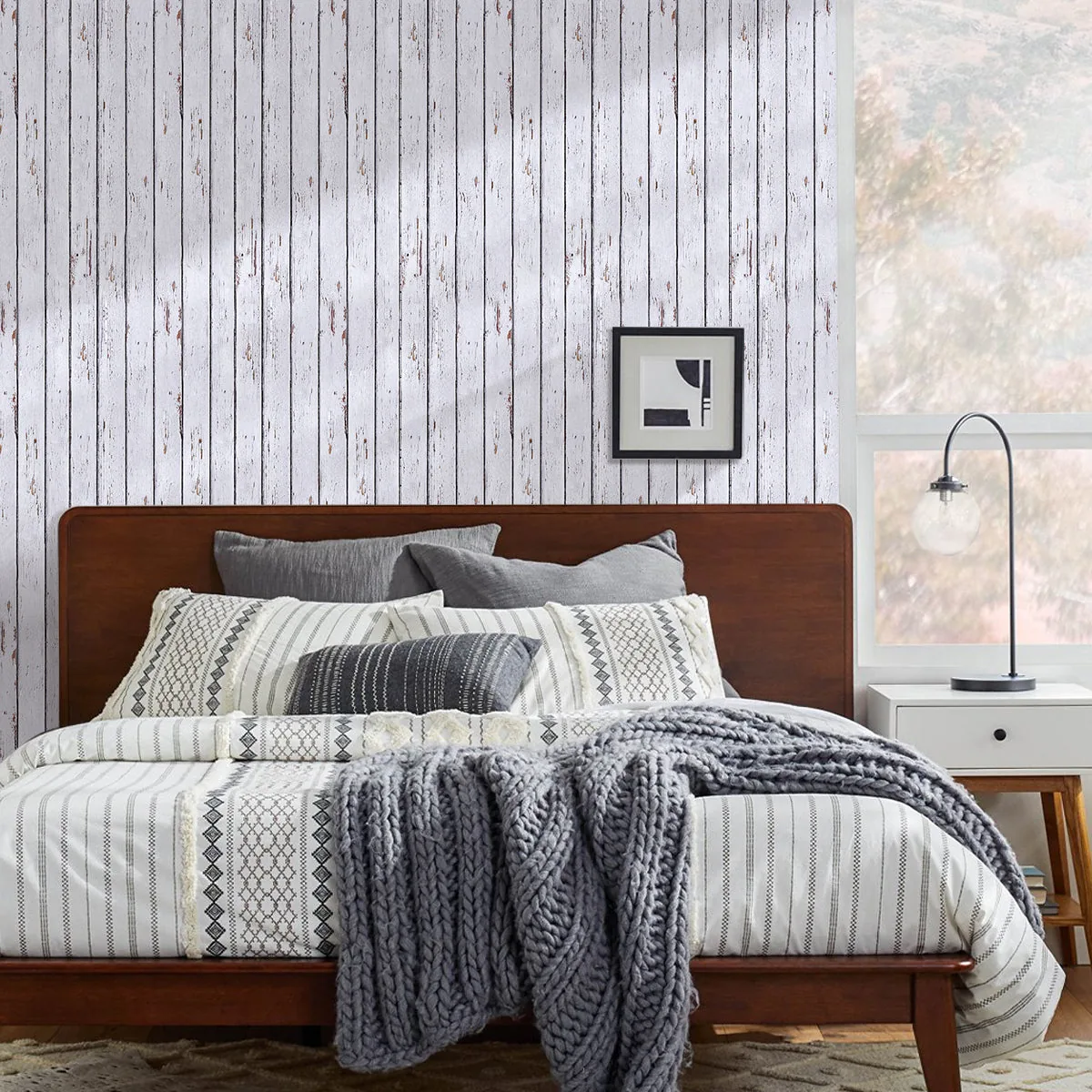 3D White Wood Grain Wall Panels Peel and Stick -Large Size — view 5