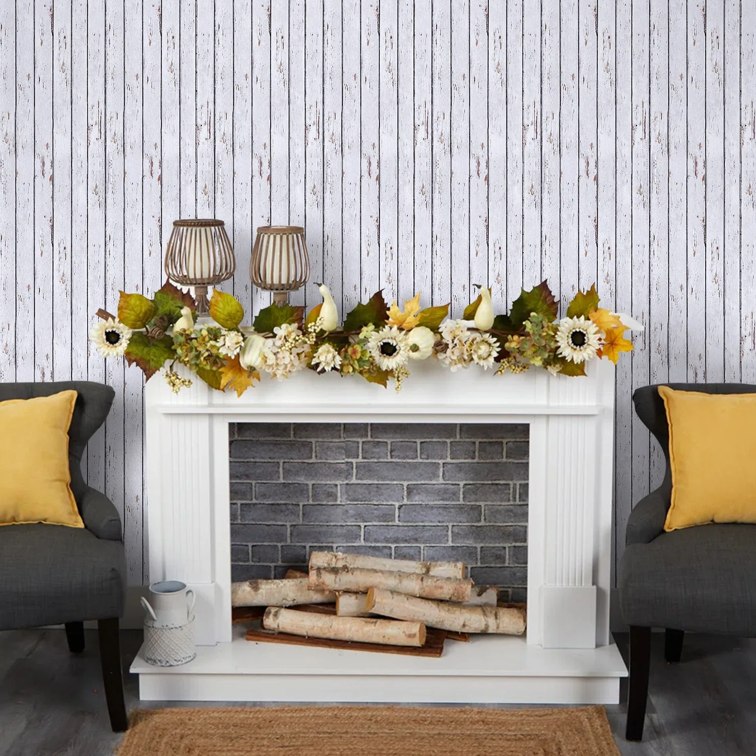 3D White Wood Grain Wall Panels Peel and Stick -Large Size — view 6