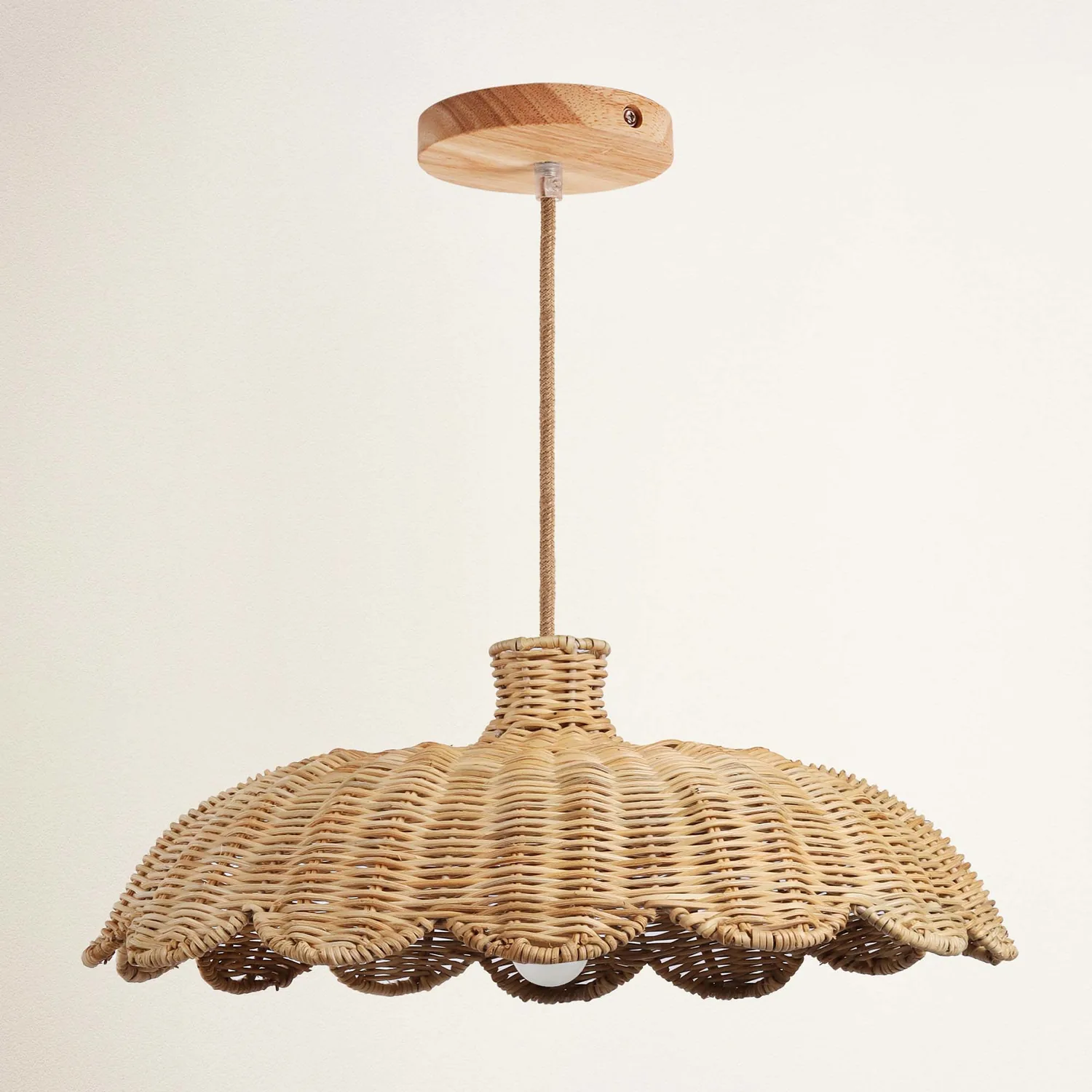 Aurelia Rattan Pendant Light | Handwoven Boho Ceiling Fixture for Dining & Living Spaces — view 3
