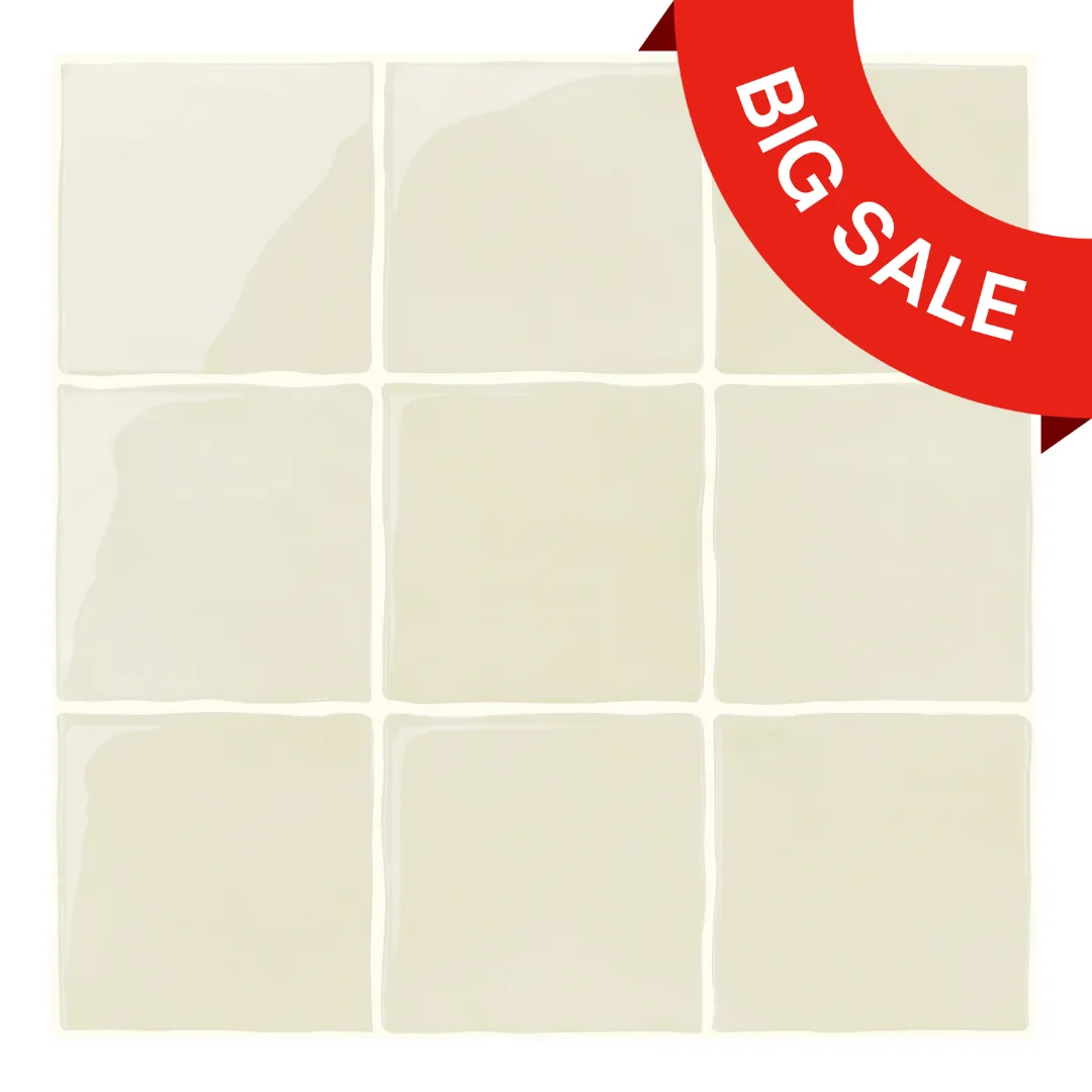 Beige Ceramic Square Peel and Stick Backsplash Tile - Thicker Design — main image