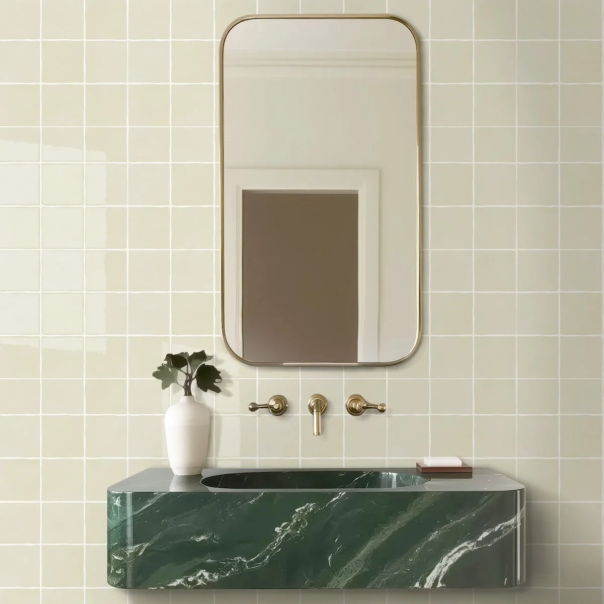 Beige Ceramic Square Peel and Stick Backsplash Tile - Thicker Design — view 3