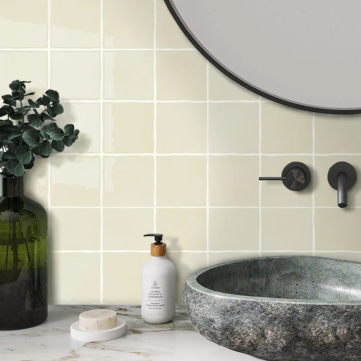 Beige Ceramic Square Peel and Stick Backsplash Tile - Thicker Design — view 4