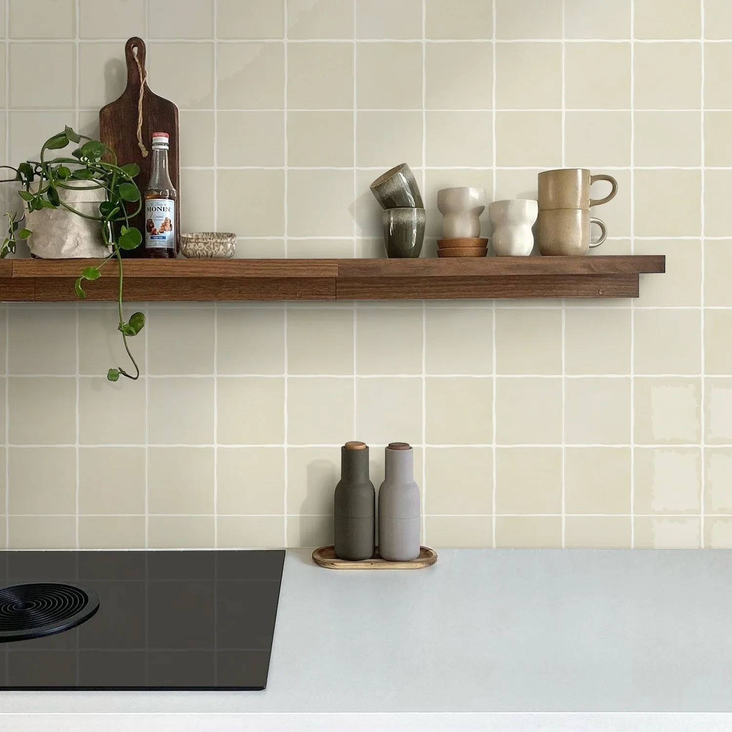 Beige Ceramic Square Peel and Stick Backsplash Tile - Thicker Design — view 5