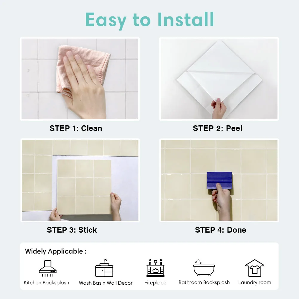 Beige Ceramic Square Peel and Stick Backsplash Tile - Thicker Design — view 7