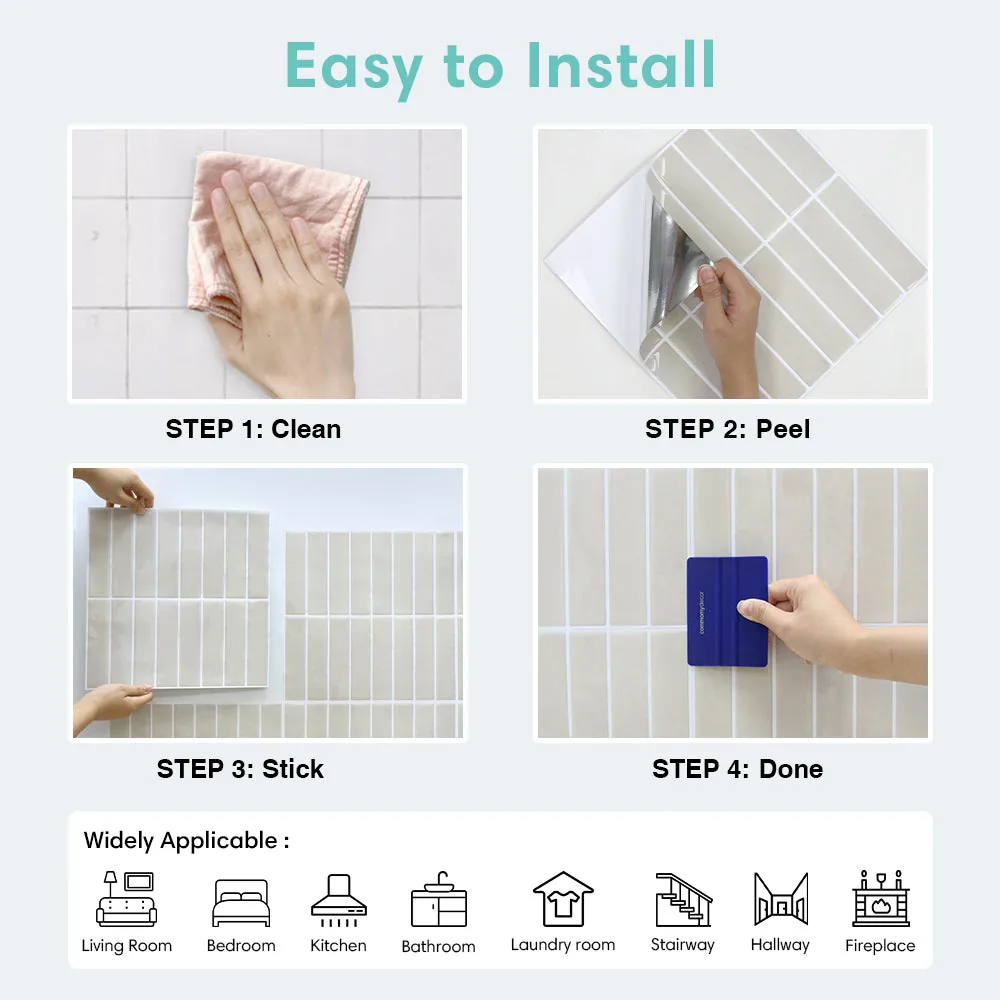 Beige Cream Color Linear Peel and Stick Backsplash Tile — view 6