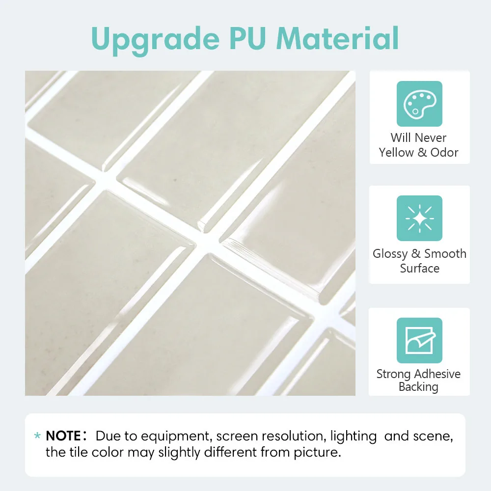 Beige Cream Color Linear Peel and Stick Backsplash Tile — view 7