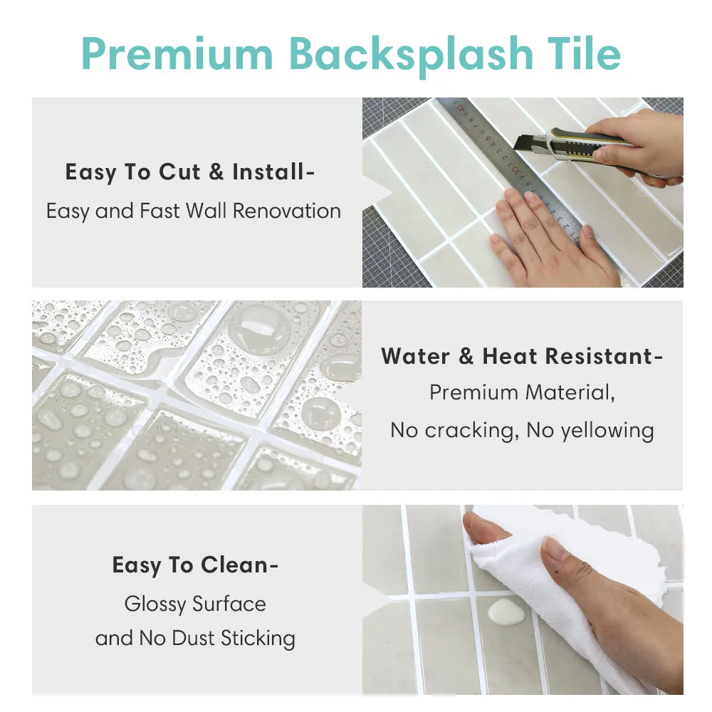 Beige Cream Color Linear Peel and Stick Backsplash Tile — view 8