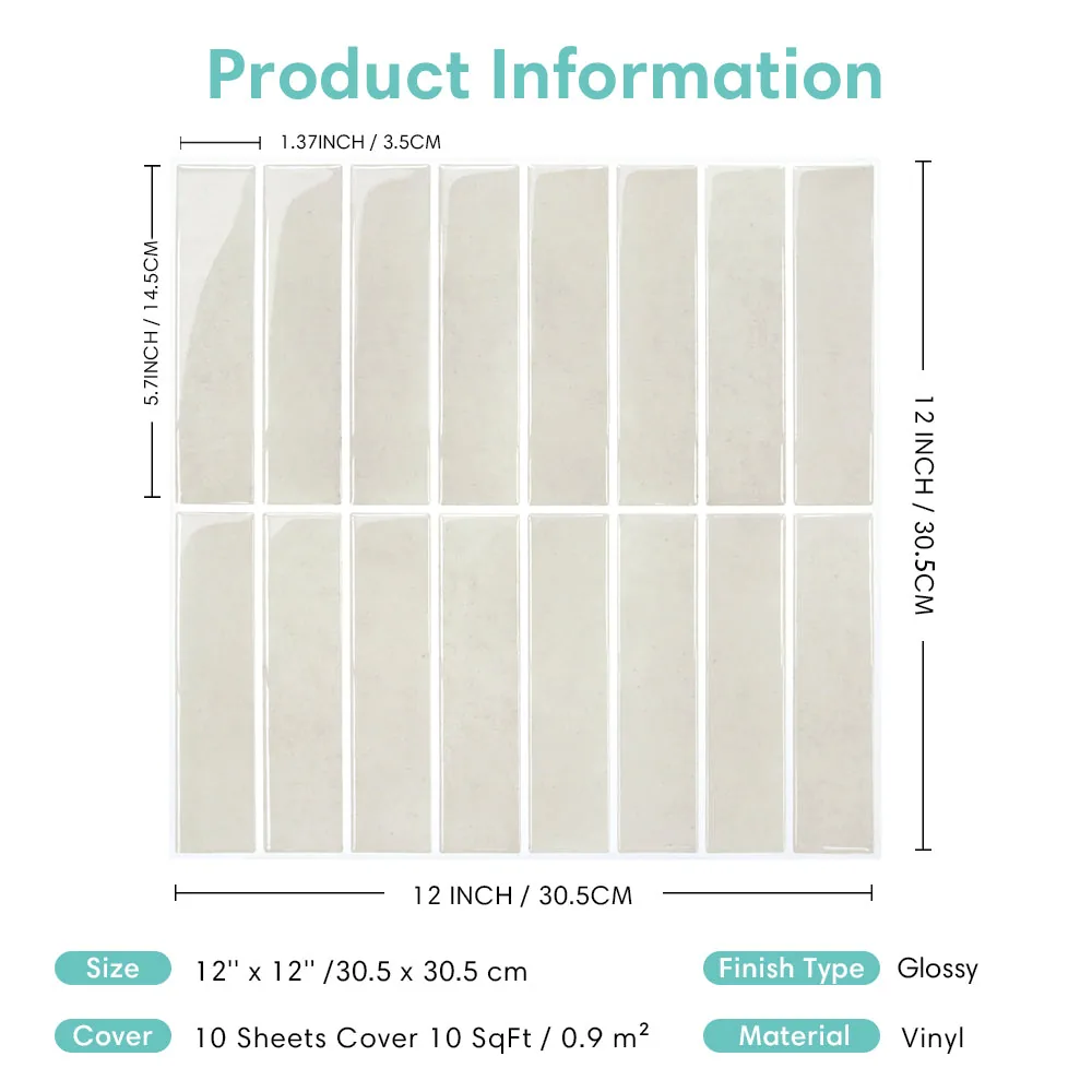 Beige Cream Color Linear Peel and Stick Backsplash Tile — view 10