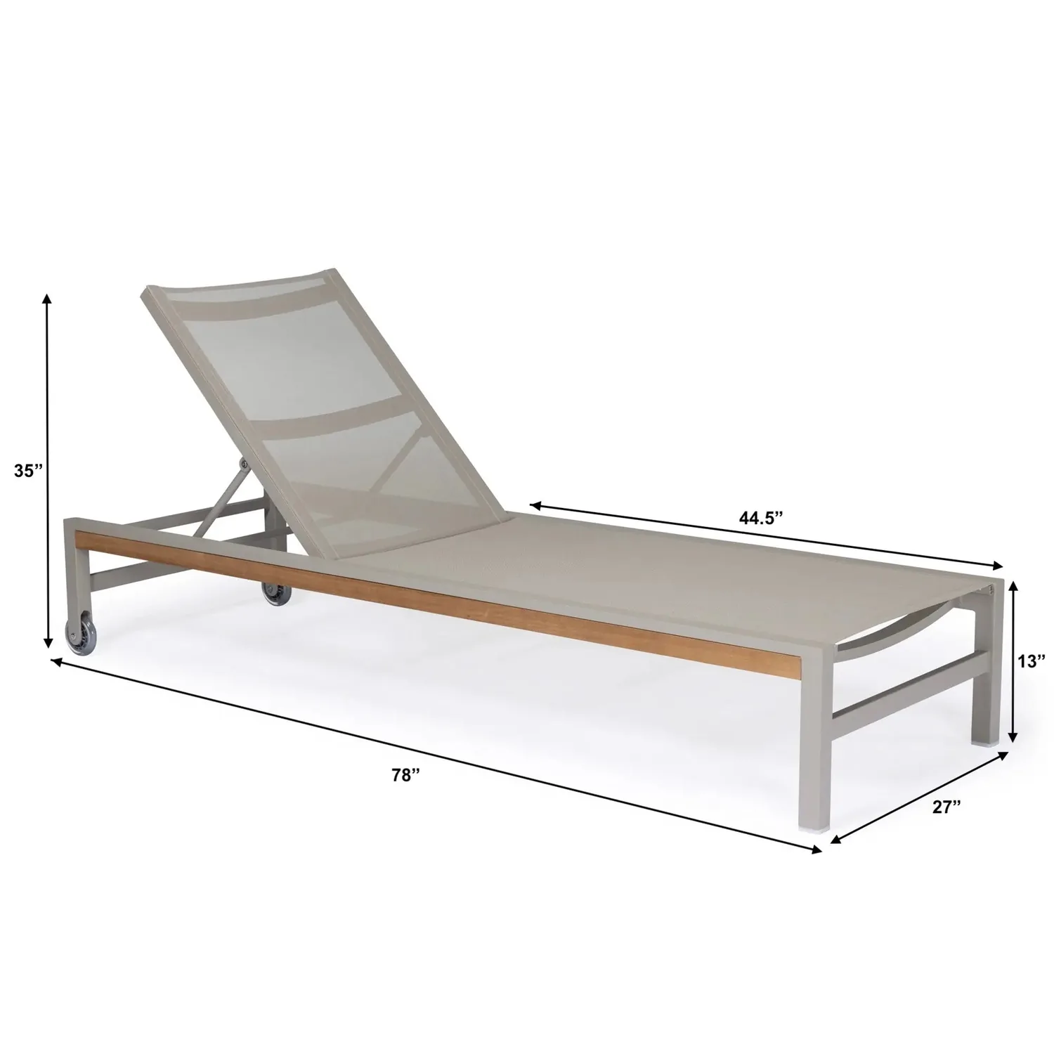 Beverly Hills Aluminum Outdoor Sun Lounger (Stone) — view 5