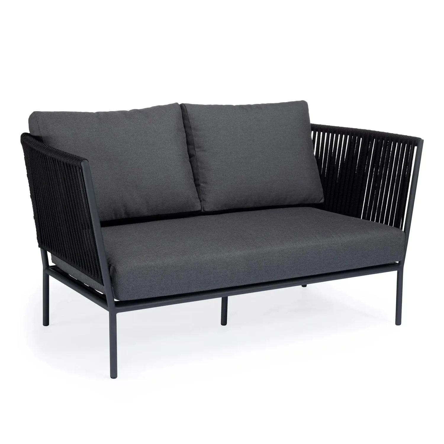 Beverly Hills Rope Outdoor Loveseat (Graphite) — view 2