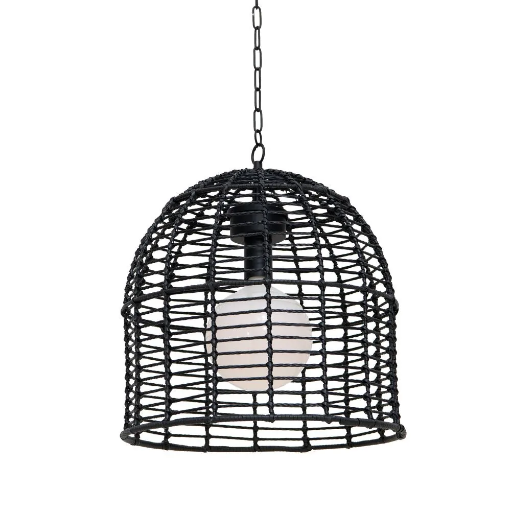 Black Wicker Outdoor Chandelier with Remote - Transform Your Patio into a Luxury Retreat — view 3