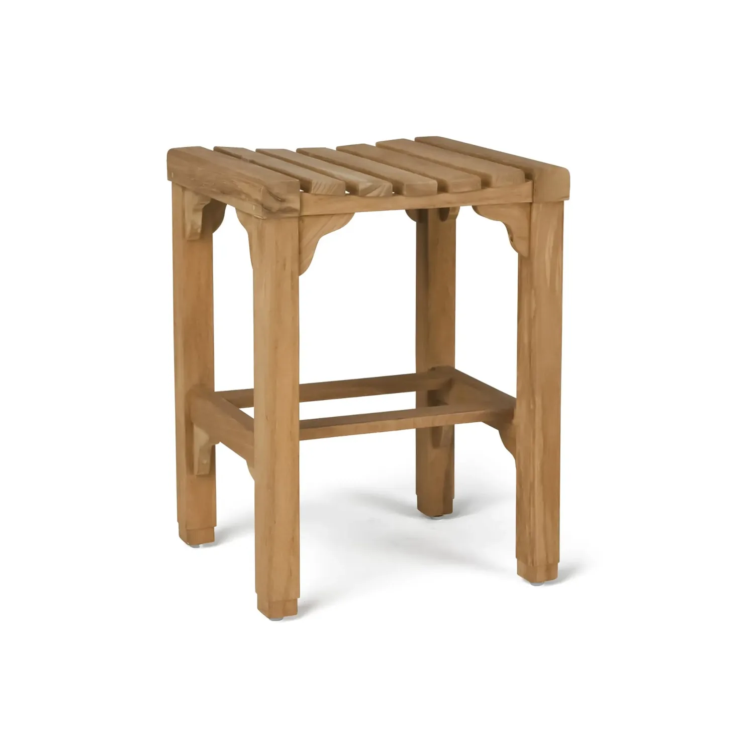 Classic Teak Outdoor Backless Counter Stool — view 2