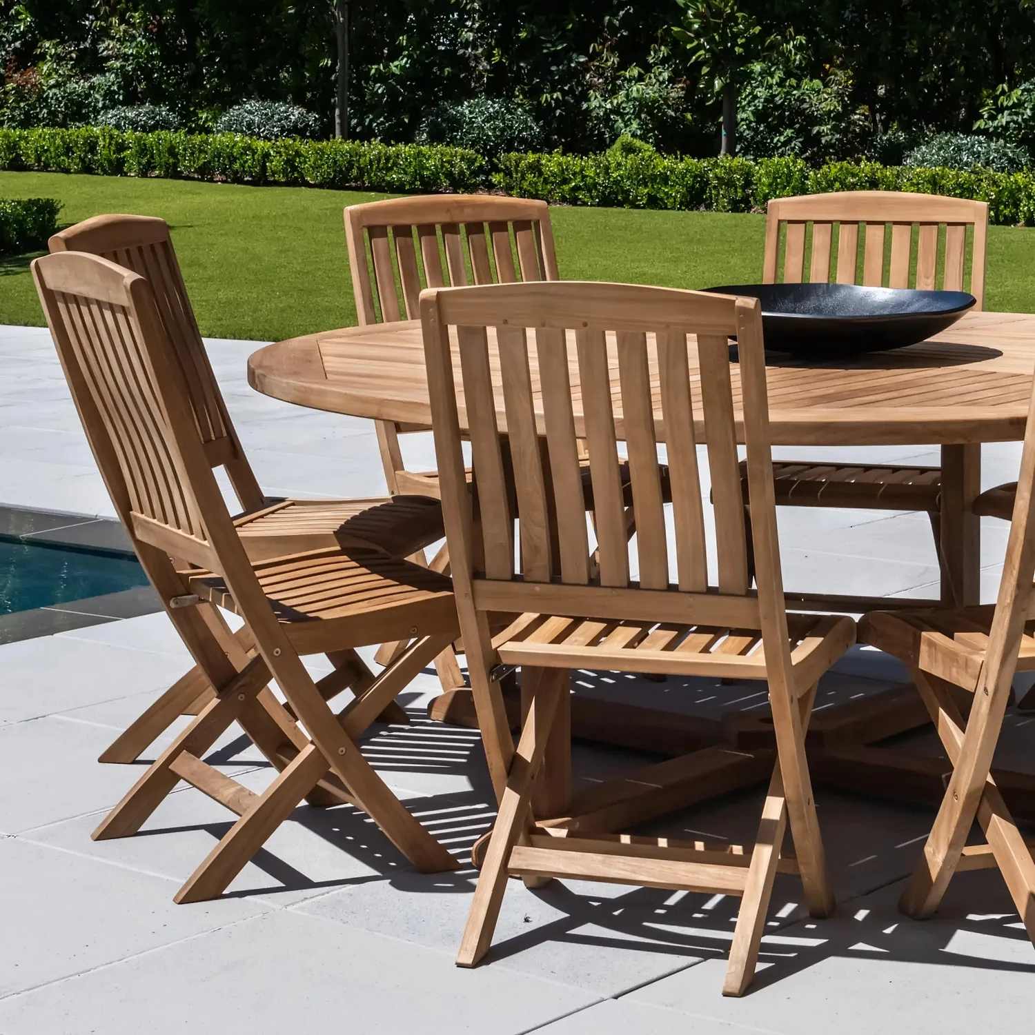 Como Teak Outdoor Folding Dining Side Chair — main image